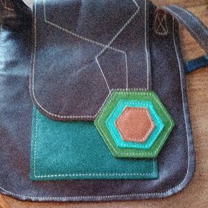 Elegant Brown and Green Crossbody Bag